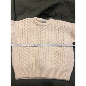 Gaeltarra Women's 100% Wool Cable Knit Sweater Made In Ireland Medium Off White